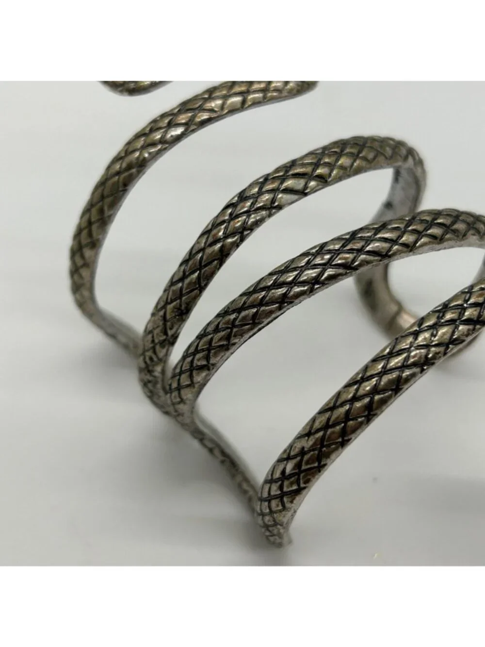 Vintage Snake Cuff Bracelet Gothic Punk Serpent Silver-tone Adjustable Bangle - Picture 4 of 10